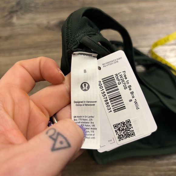 NWT Lululemon Free to Be Wild Bra (Rainforest Green) Size 8 - Picture 2 of 7